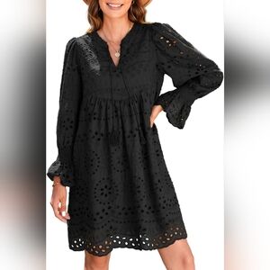 Elegant Black Eyelet Dress